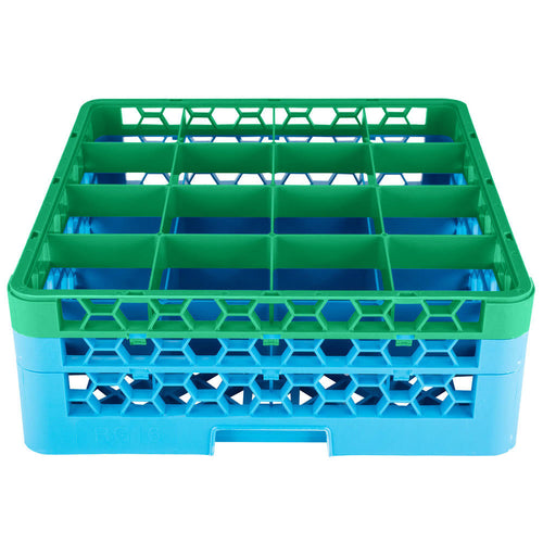 16 Compartment Green Glass Rack C33342