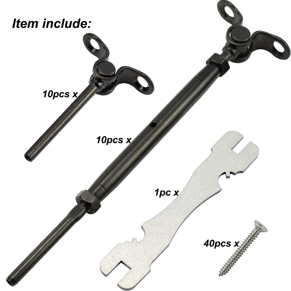 Black Cable Railing Hardware Kit, 10 Pairs D87980