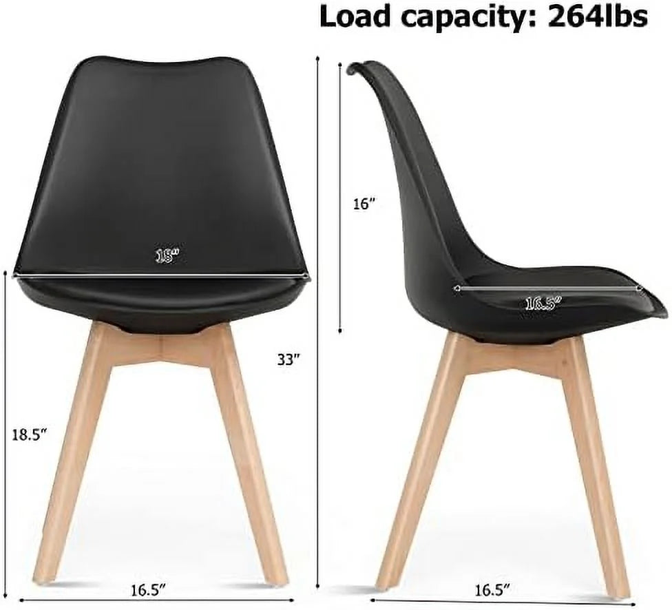 Set of 4 Upholstered Dining Chairs with Solid Wood Legs G1473