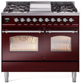 40 Dual Fuel Propane Gas Range in Burgundy with Chrome Trim A8404