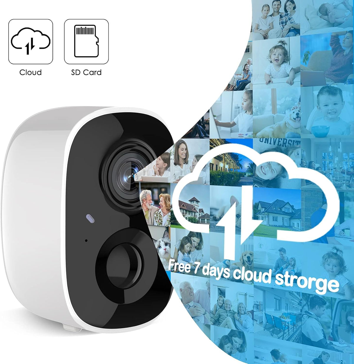 Wireless Outdoor Security Camera with Spotlight, 1080P Battery Powered WiFi Surveillance Cameras, Night Vision, Motion Detection, 2-Way-Talk, IP65 Weatherproof N3604