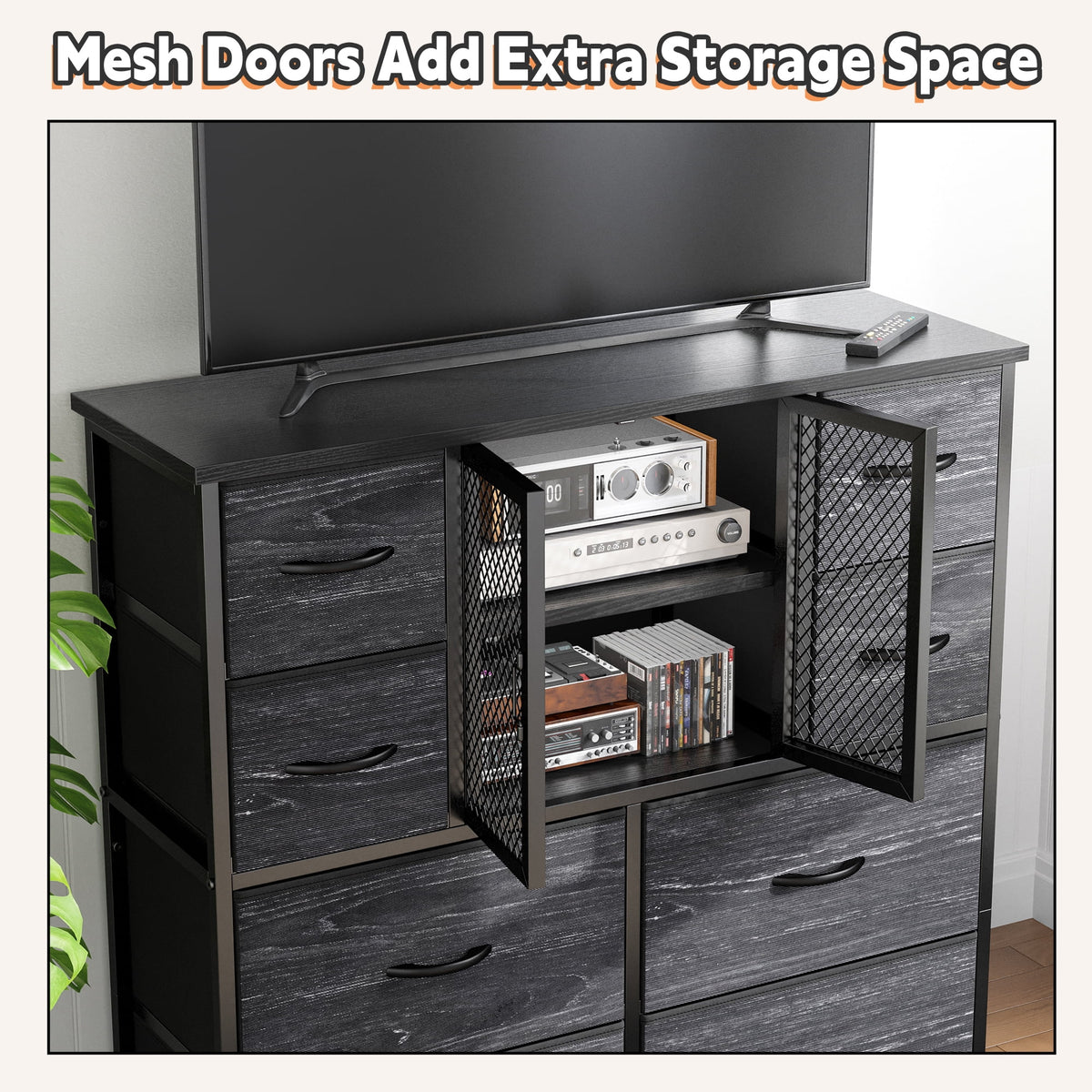 Tall Fabric Dresser with 10 Drawers P197