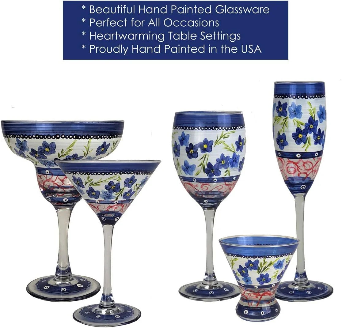 Hand Painted Martini Glasses Set Of 2 W129