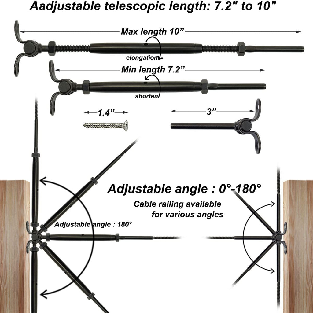 Black Cable Railing Hardware Kit, 10 Pairs D87980