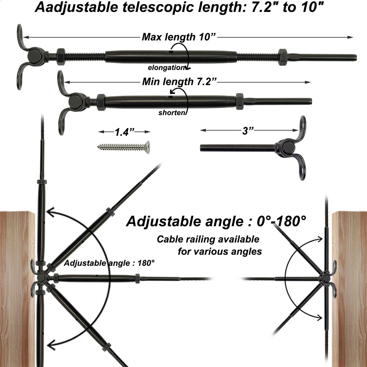 Black Cable Railing Hardware Kit, 10 Pairs D87980