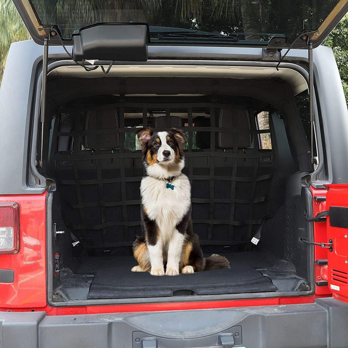 Car Rear Trunk Organizer Isolation Cargo Net, Mesh Dog Barrier Divider Net for Jeep Wrangler JKU & JLU 4 Door 2007-2021 Pack of 2 Z950