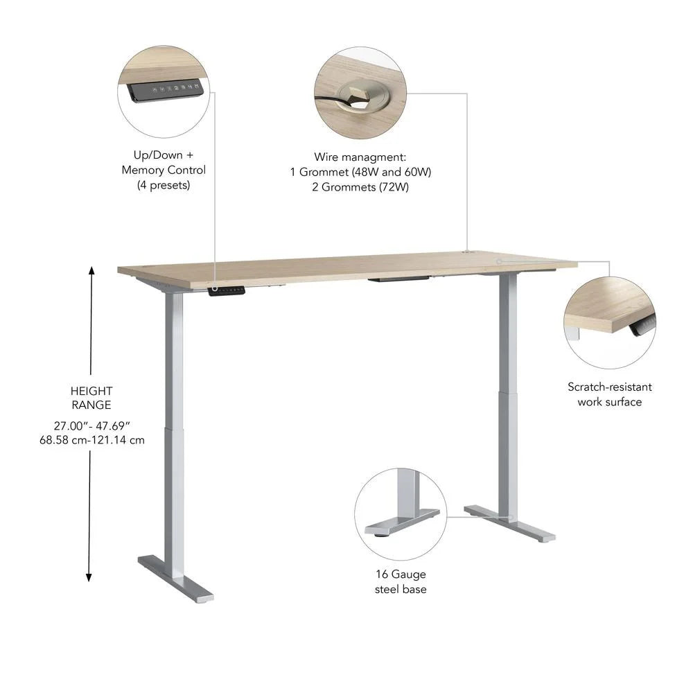 72W Adjustable Standing Desk in Natural Elm C90689