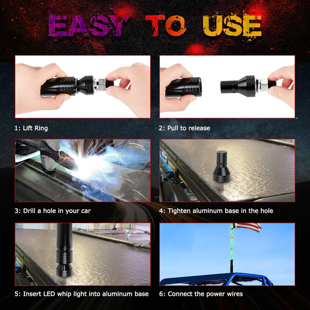 Pack of 2 LED RGB Whip Lights for Offroad UTV ATV H21077