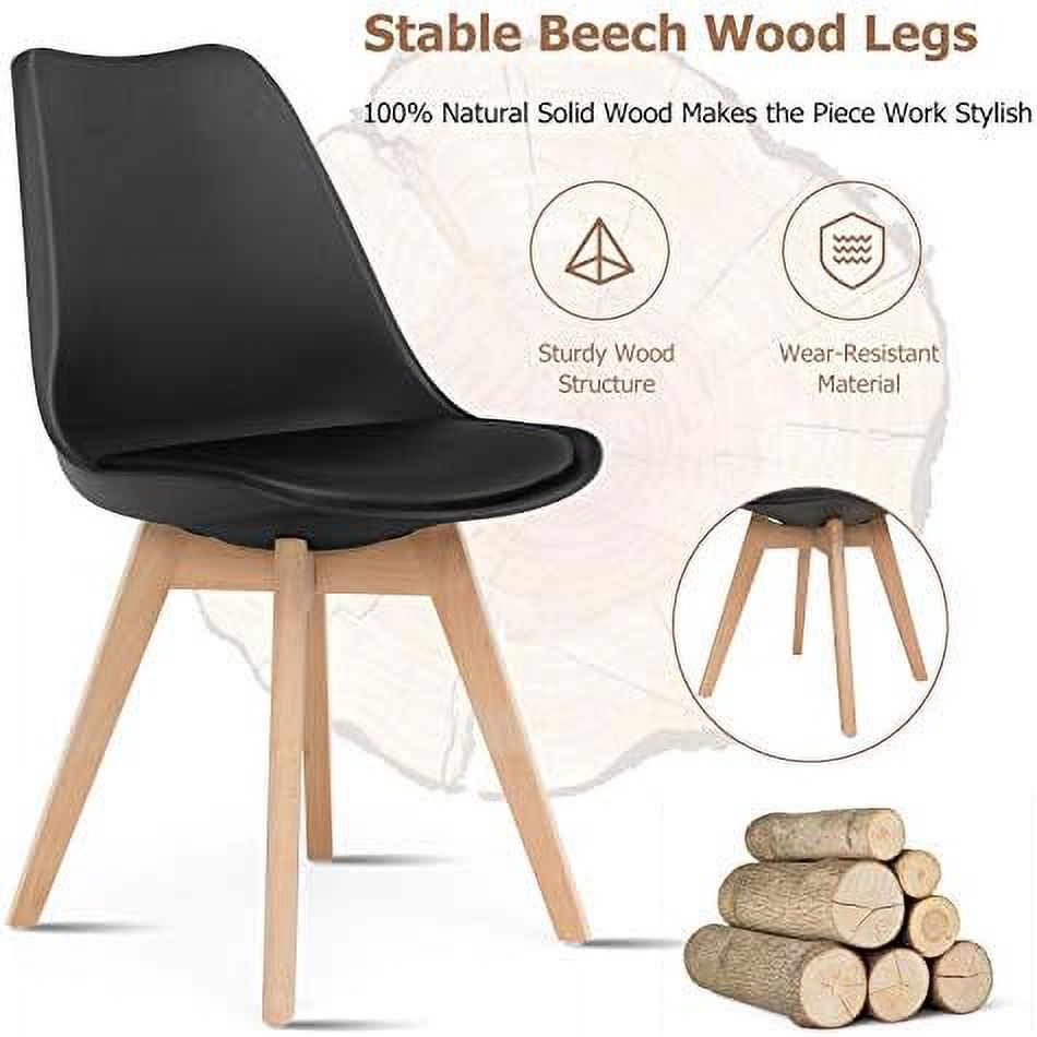 Set of 4 Upholstered Dining Chairs with Solid Wood Legs G1473