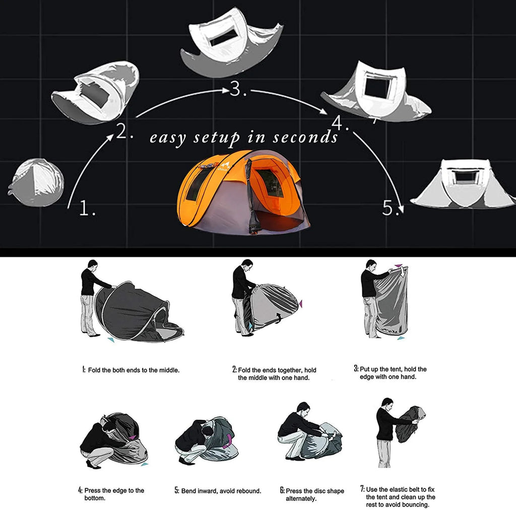X-large Pop Up Dome Tent with Sky-window Portable Carrying Bag V3999