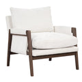 White Velvet Accent Chair with Solid Wood A72606