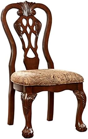 Brown Cherry Wood Padded Dining Chair (Set of 2) E7798