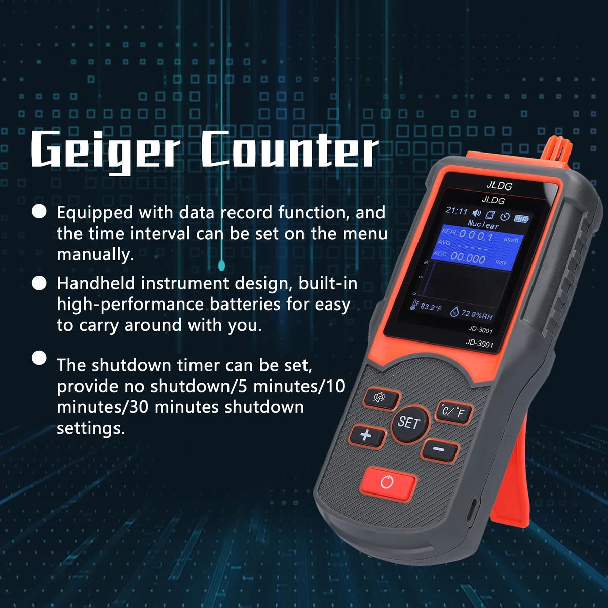 Multifunctional Geiger Counter and Electromagnetic Radiation and Humidity Measurement Device V87095
