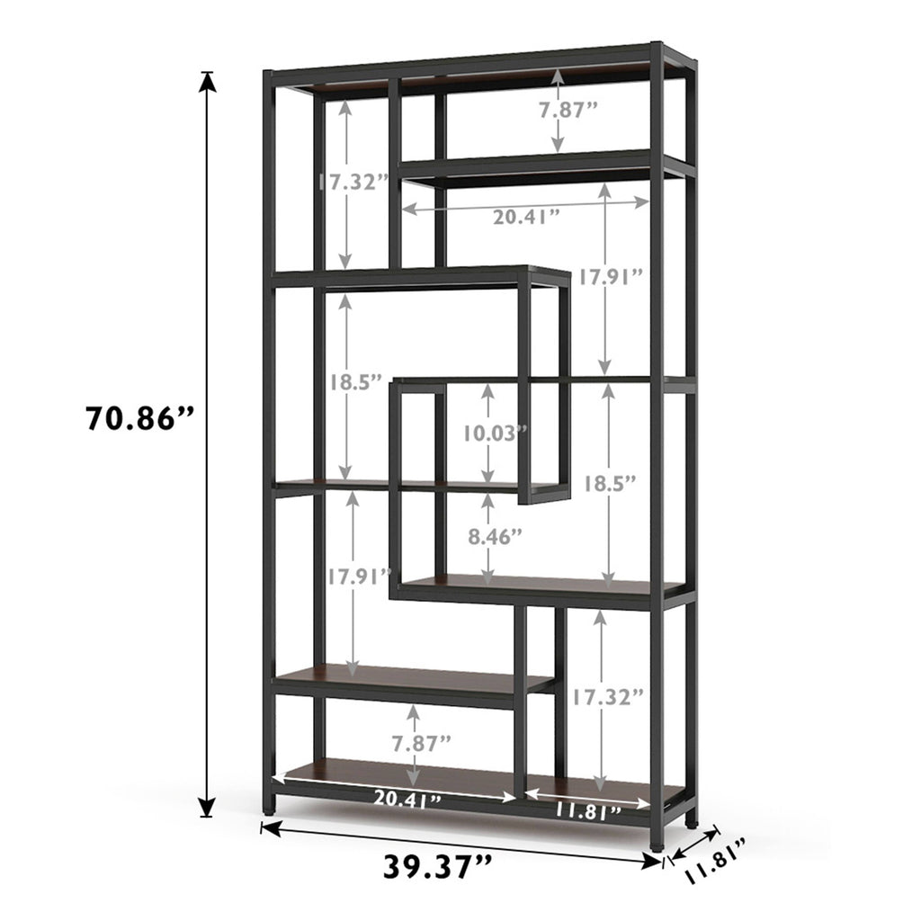 Black Staggered Bookshelf Etagere Bookcase X154672