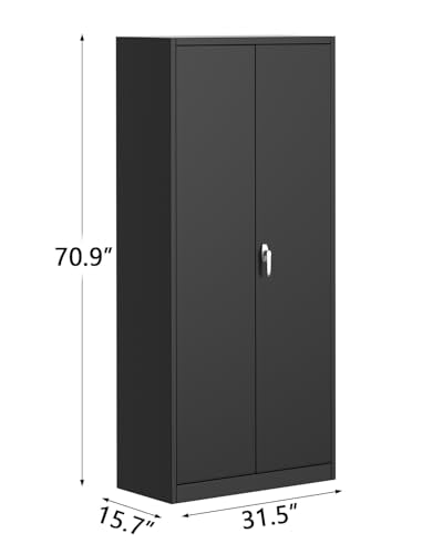 Metal Storage Cabinet with Lock, 4 Adjustable Shelves D187262