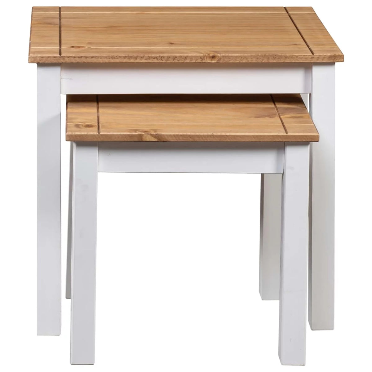 White 2 pcs Solid Pine Wood Nesting Tables K952