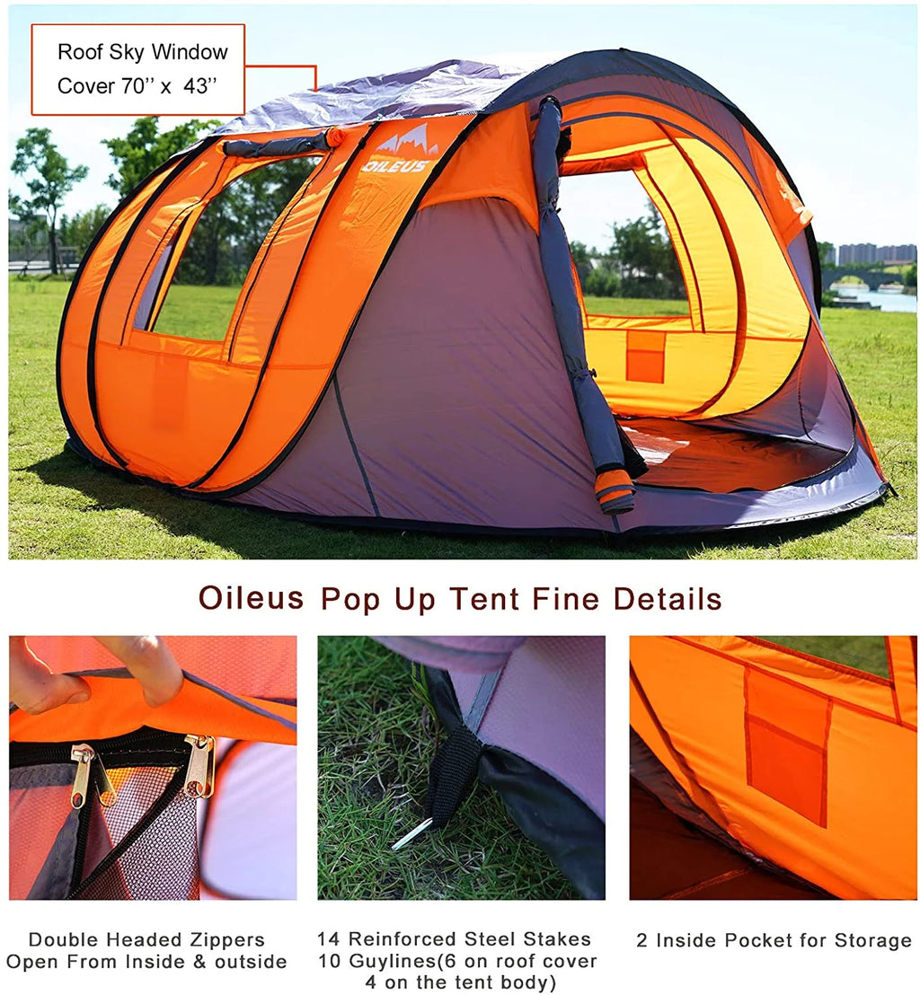 X-large Pop Up Dome Tent with Sky-window Portable Carrying Bag V3999
