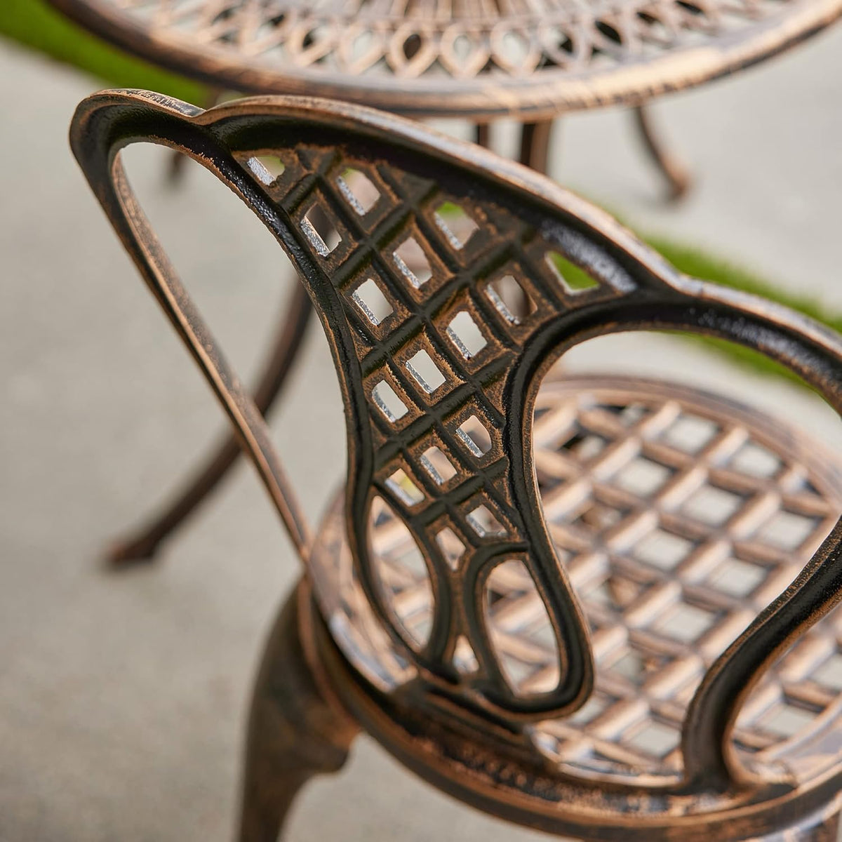 3PC Cast Aluminum Bistro Table and Chair Set W60906