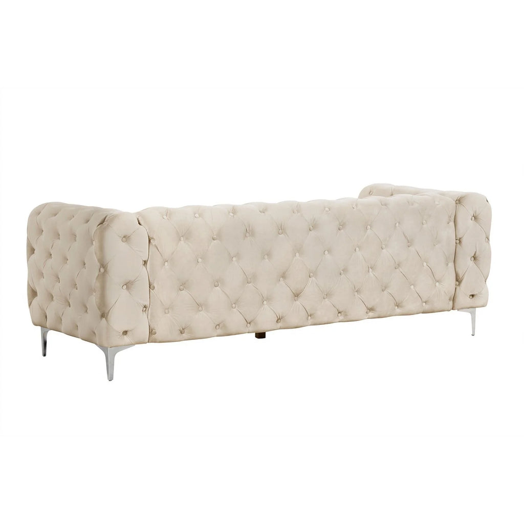 3 Piece Beige Velvet Sofa Set D6961