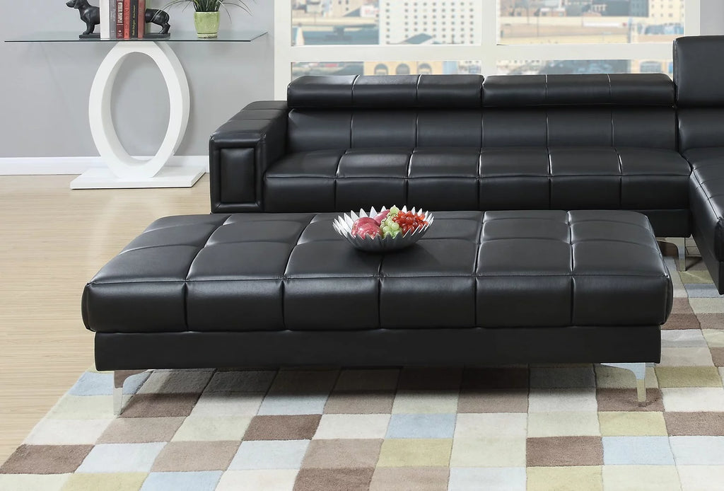 Black Bonded Leather Extra Large Ottoman A36837