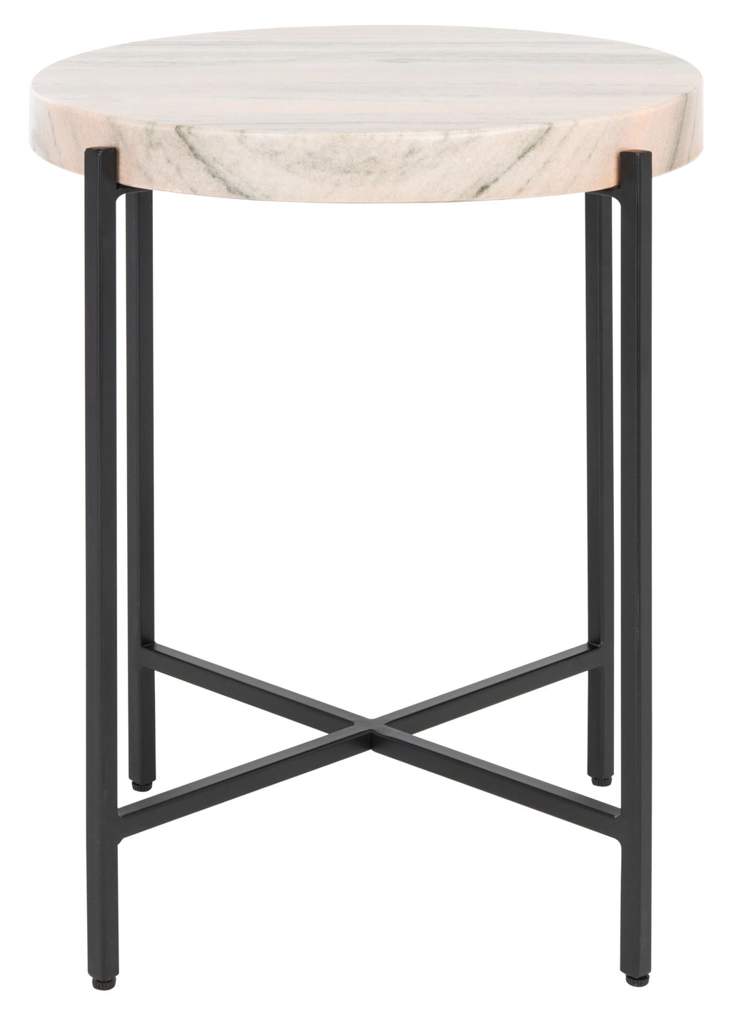 Burnt Orange Stone Round Top Accent Table Y5087