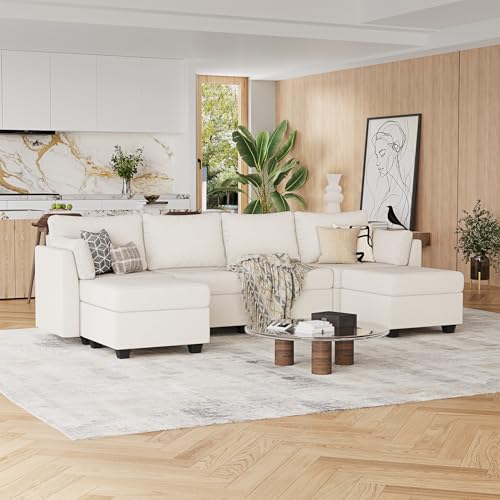 Beige 6 Seat Modular Sectional Sofa with Storage E47515