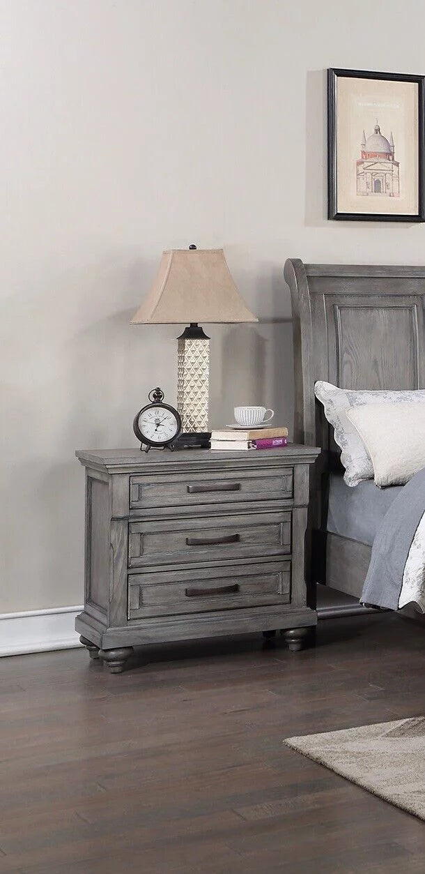 Grey 4pc King Size Bedroom Furniture Set V7826