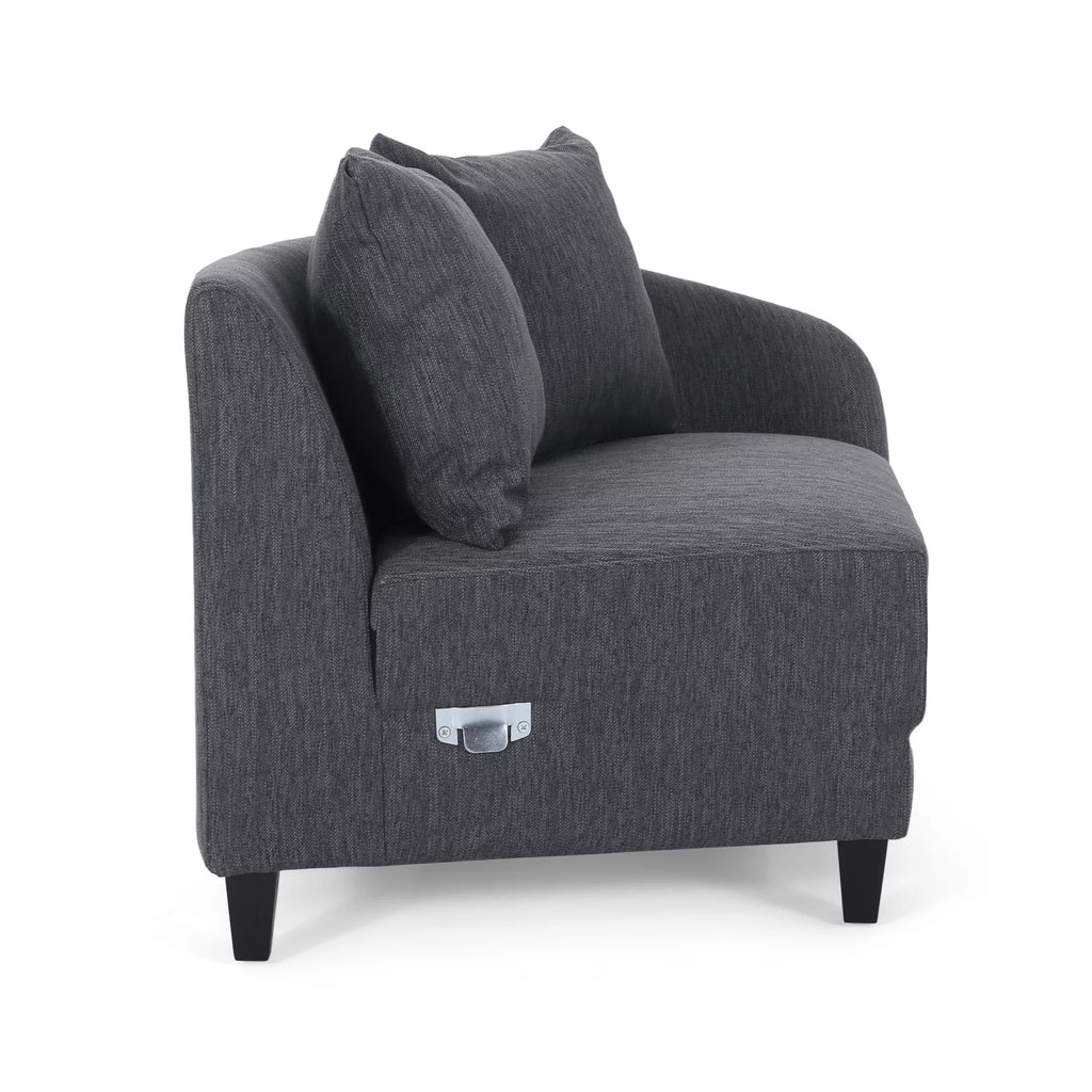 Charcoal and Dark Brown Fabric 3 Seater Curved Sectional Sofa N83924