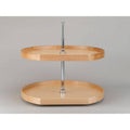 32x22 Natural Wood D-Shape Lazy Susan 2-Shelf P341