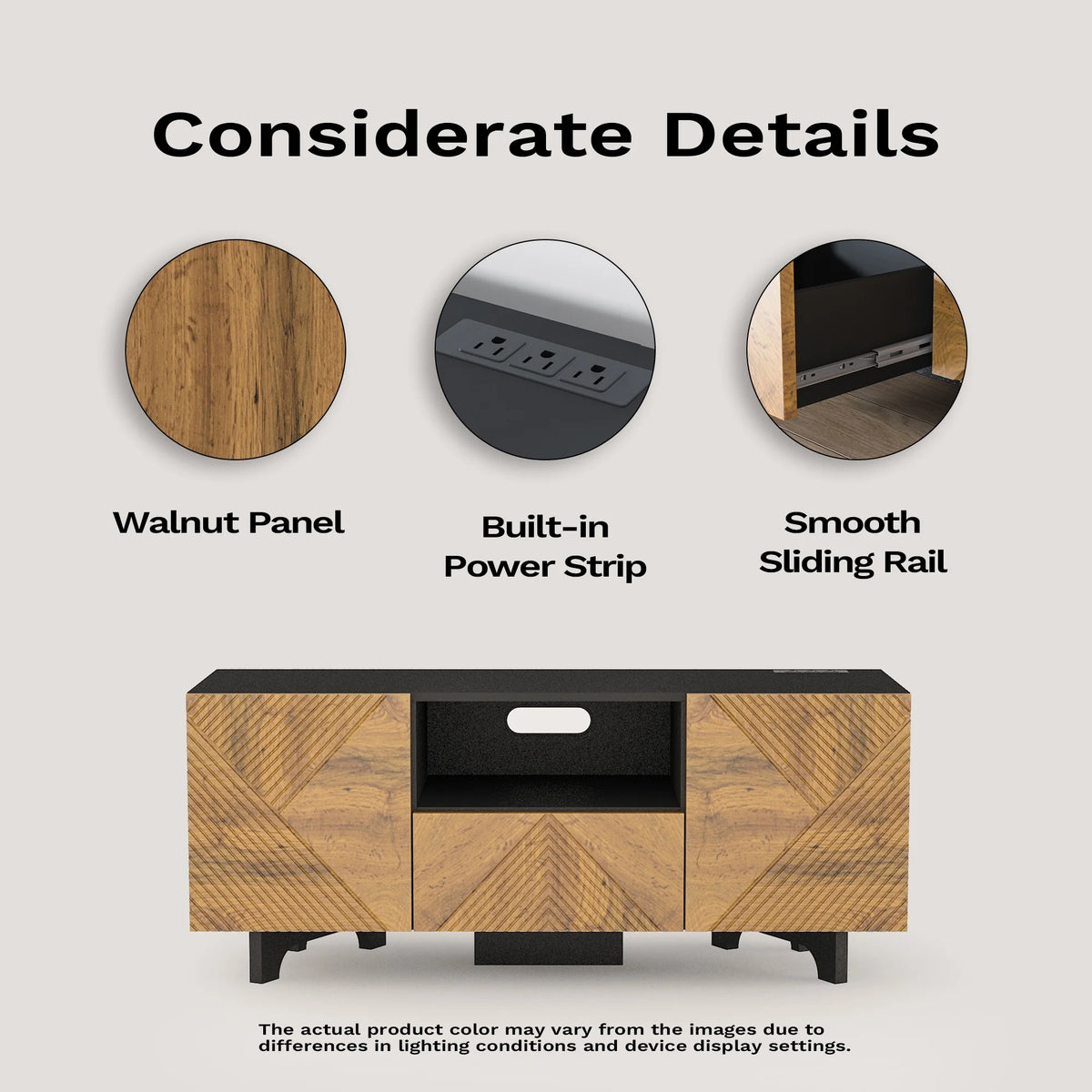 Mid Century Modern TV Stand with Power Outlets P335