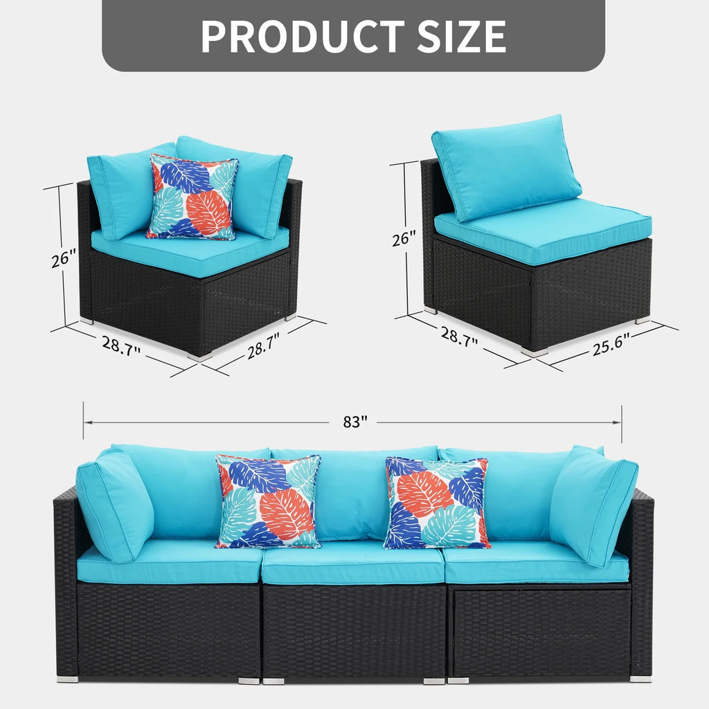 3 Pcs Beige Outdoor Patio Sofa Set T60368
