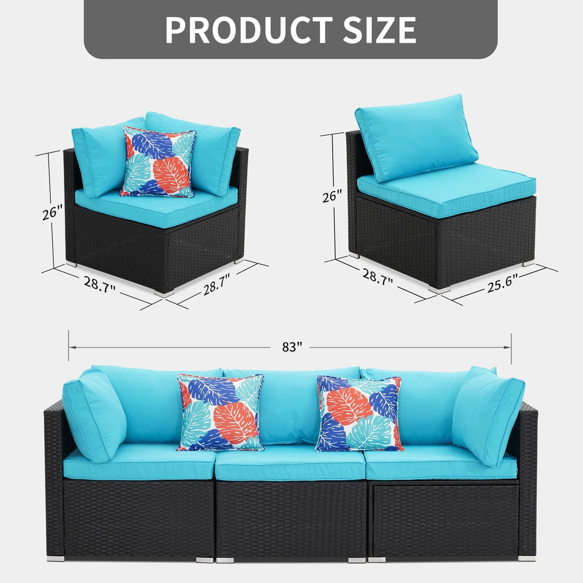 3 Pcs Beige Outdoor Patio Sofa Set T60368