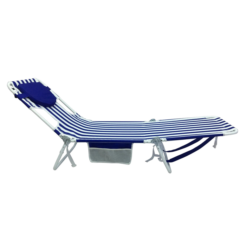 Blue & White Stripe Folding Beach Lounger J85812