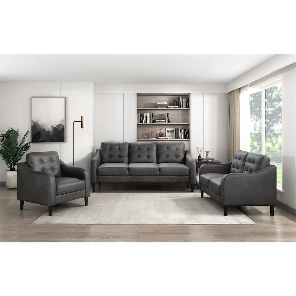 Gray Microfiber Loveseat A697