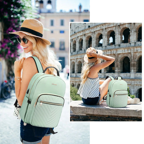 15.6" Quilted Laptop Backpack with USB D62765