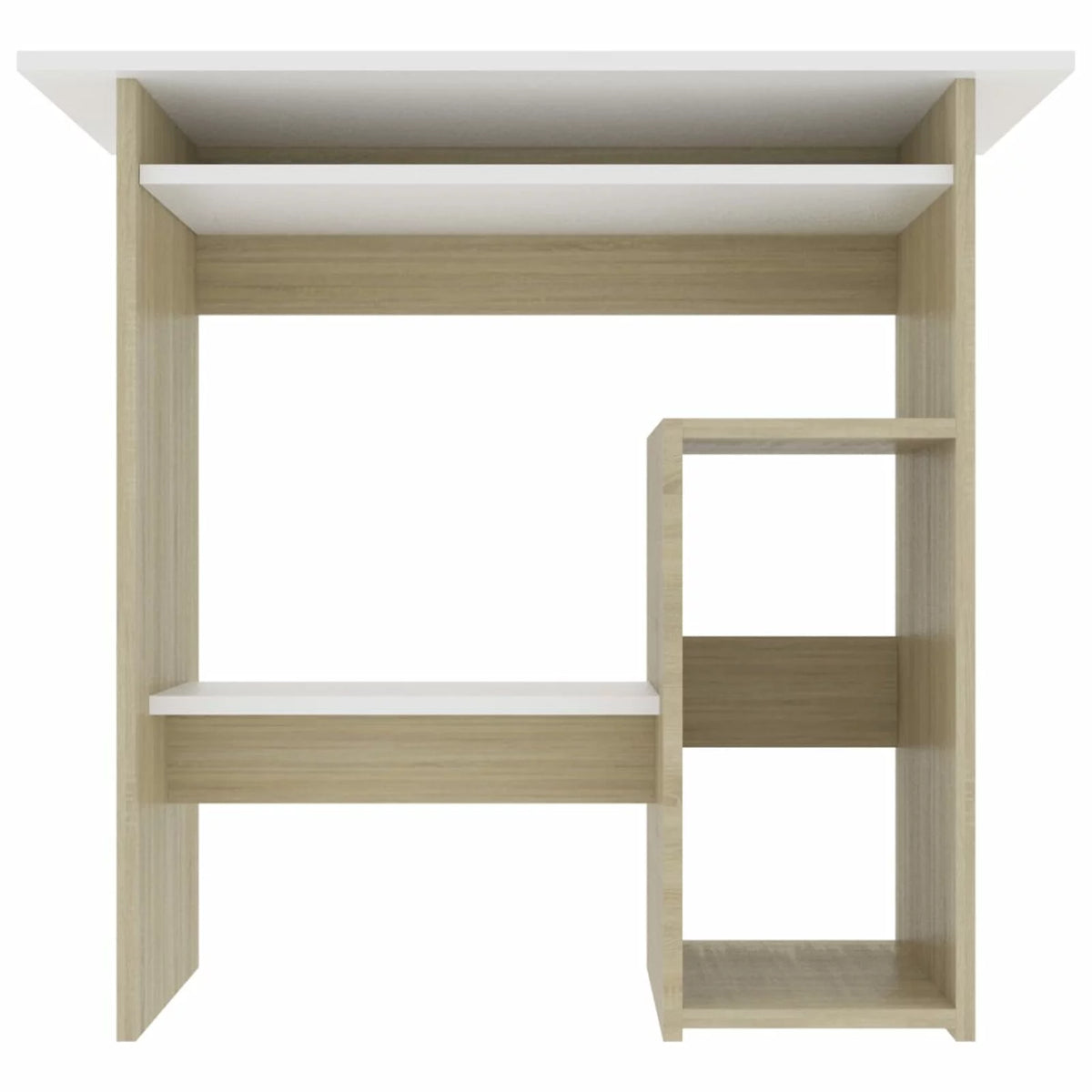 White Computer Desk with Keyboard Tray and Storage Shelves L694185