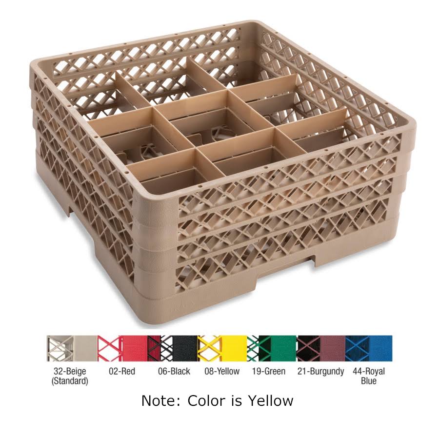 Yellow 9 Compartment Full Size Rack with 2 Extenders O223