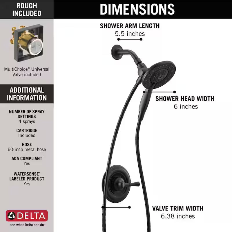 Single-Handle 4-Spray Shower Faucet 1.75 GPM Matte Black X952