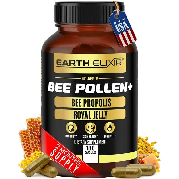 Organic Bee Pollen Propolis and Royal Jelly 180 Capsules I335