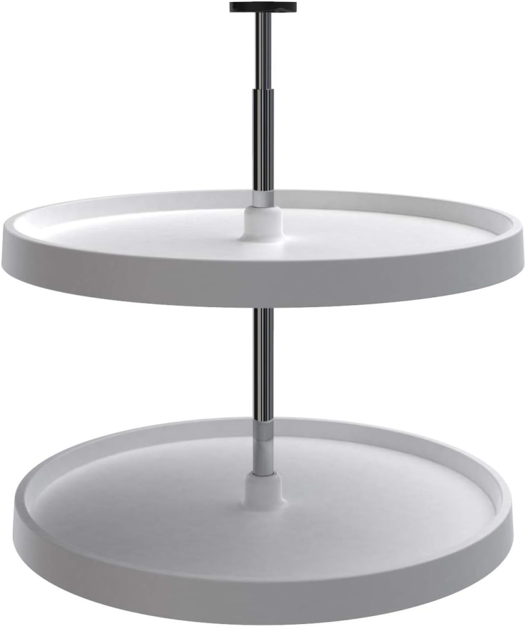 28 Inch Polymer White 2 Shelf Lazy Susan Corner Kitchen Cabinet Organizer W122353