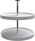 28 Inch Polymer White 2 Shelf Lazy Susan Corner Kitchen Cabinet Organizer W122353