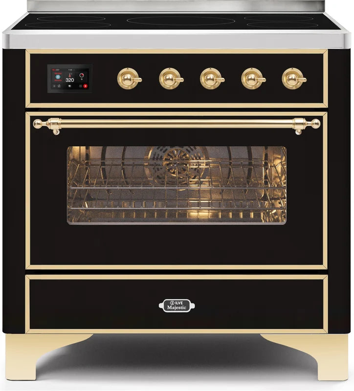 36 Induction Range with Electric Oven in Glossy Black O42126