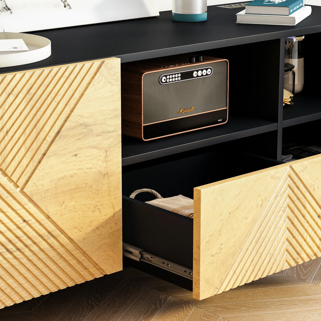 Mid Century Modern TV Stand with Power Outlets P335