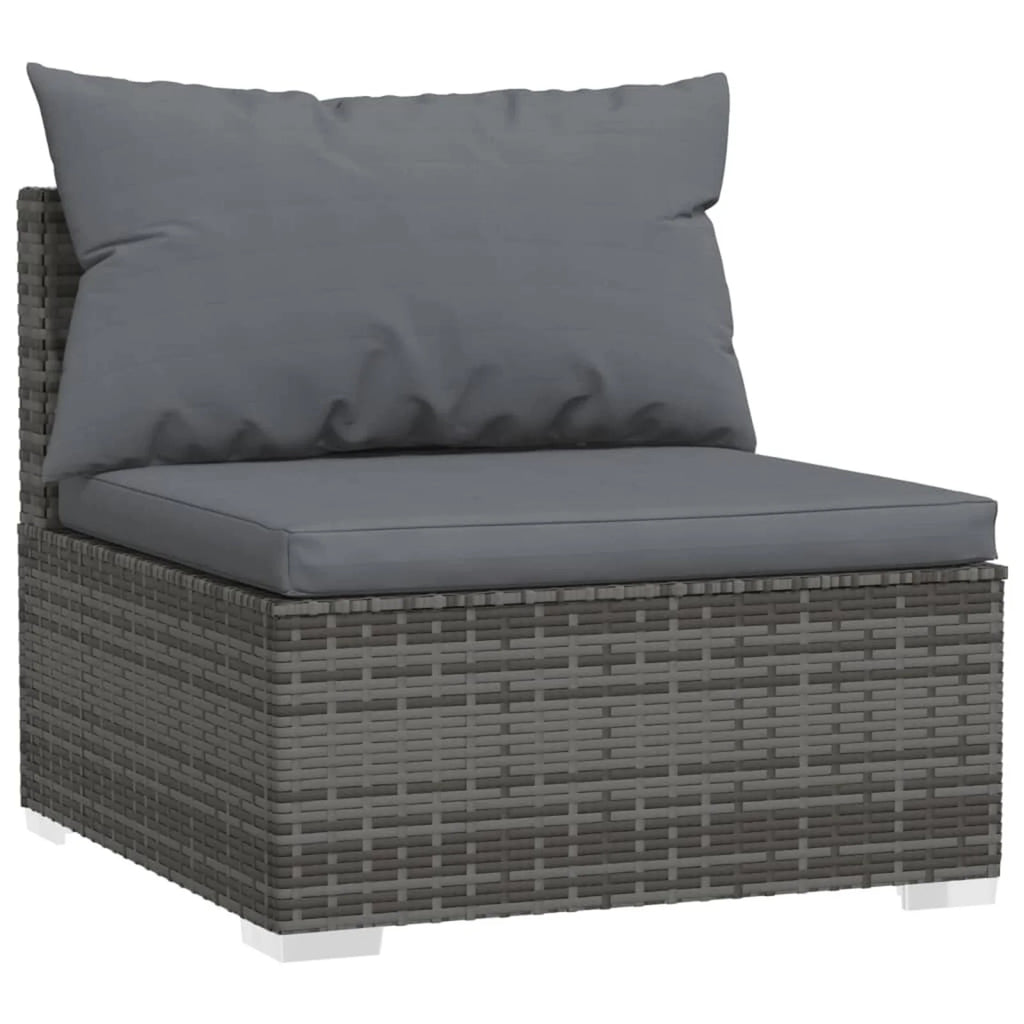 9 Piece Poly Rattan Outdoor Sectional Sofa Set with Anthracite Cushions Steel Frame F95321