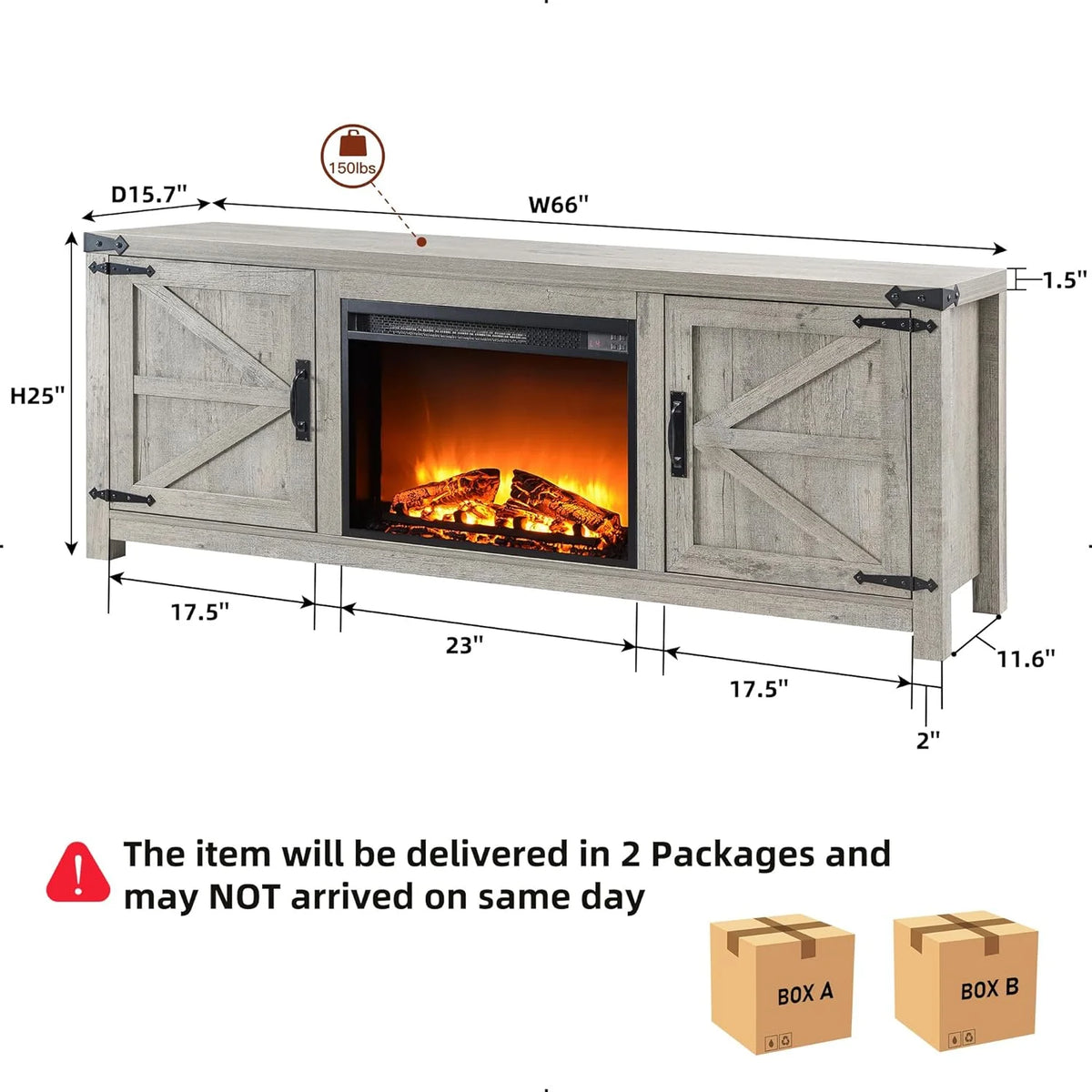 66" TV Stand with Electric Fireplace K89790