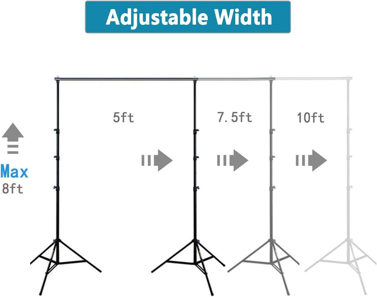 8 x 10ft Adjustable Photo Backdrop Stand with Carry Bag and 3 Clamps M154036