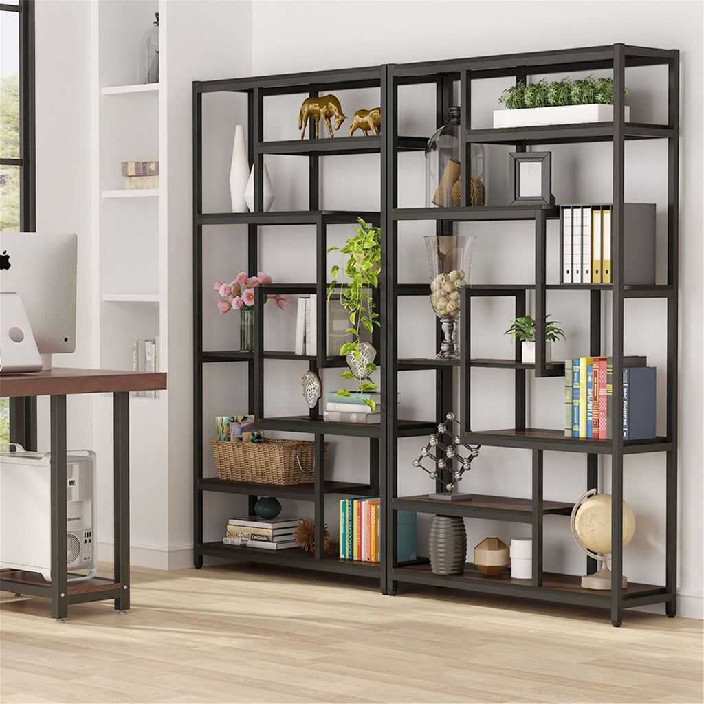 Black Staggered Bookshelf Etagere Bookcase X154672
