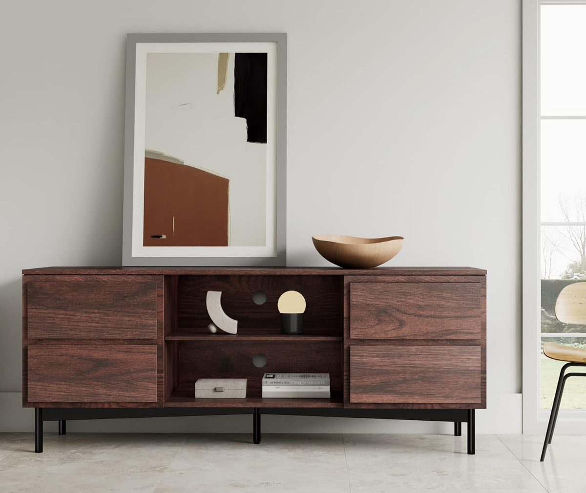 Rustic Walnut Wood TV Stand W337