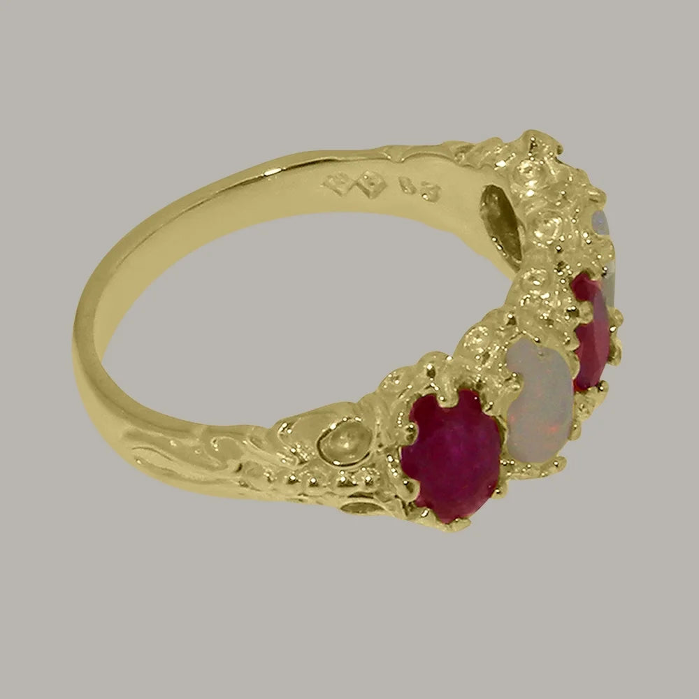 18k Yellow Gold Natural Ruby & Opal Eternity Ring D497637