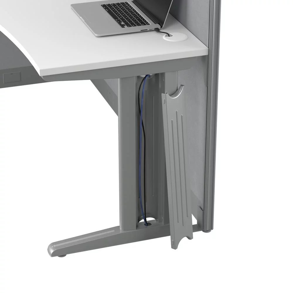 L Cubicle Desk with Storage in Pure White Engineered Wood N786149